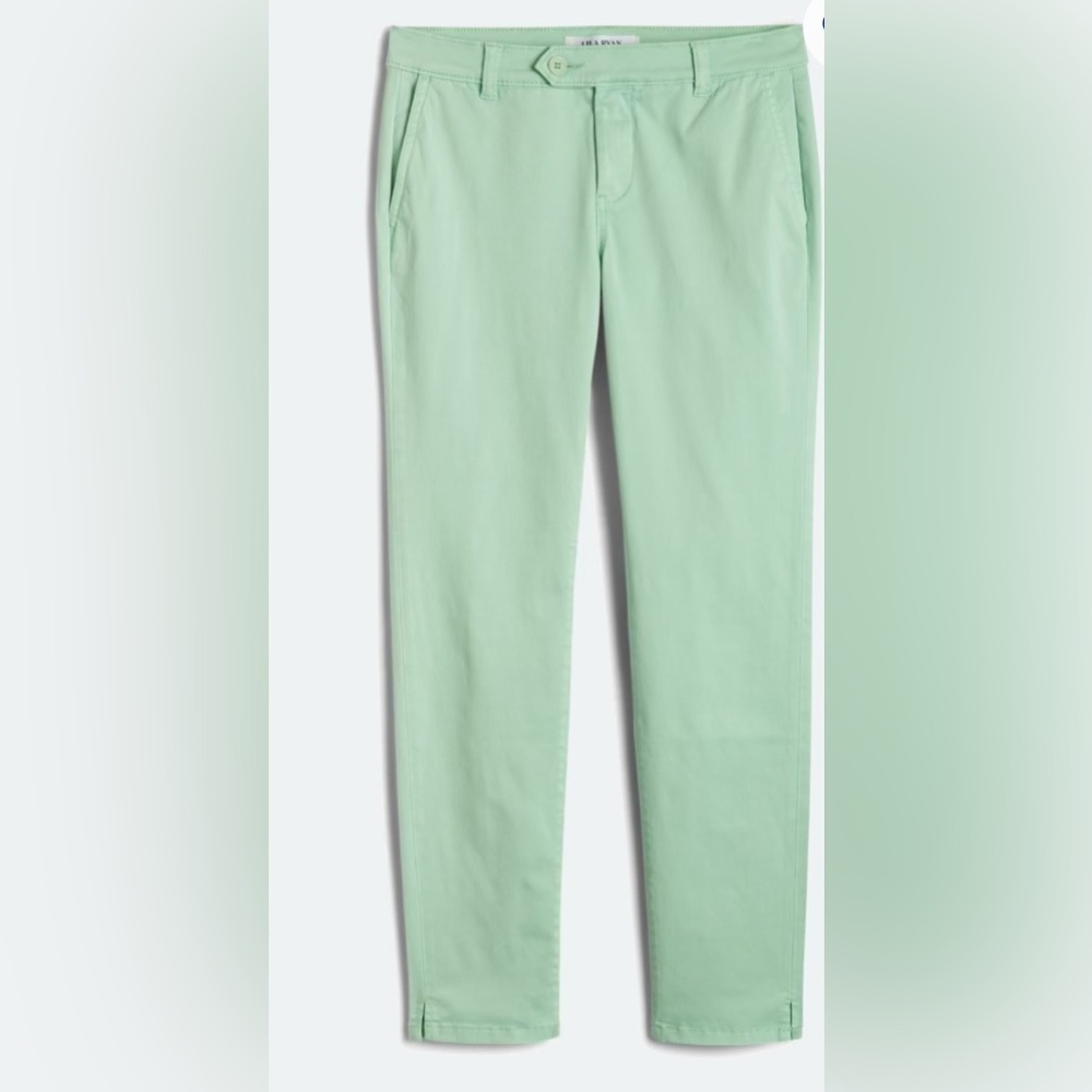 LILA RYAN Light Green Slit Skinny Trouser Pants